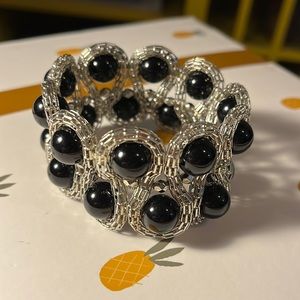 Silver and black bracelet
